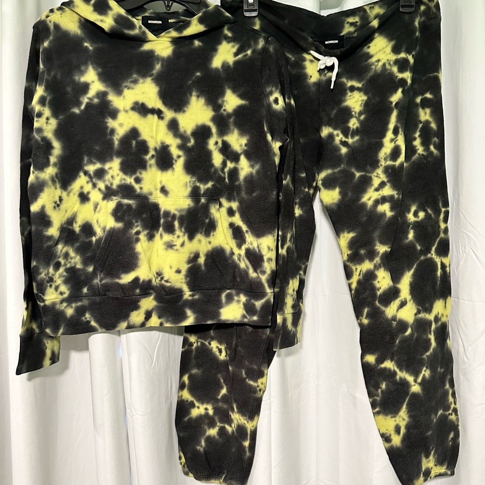 Monrow Black and Yellow Tie-Dye Apparel